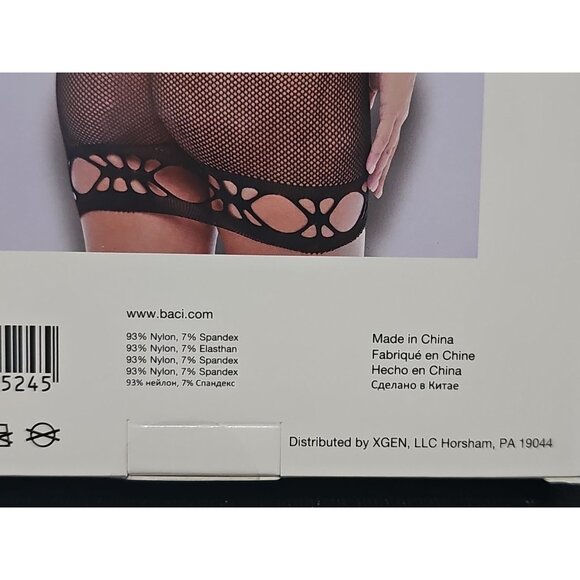Baci Lingerie Women's One Size 2-14 Black Sheer Mesh Diamonte Net Mini Dress - Picture 6 of 7